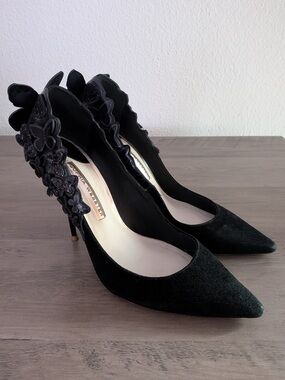 Elegant Black Embellished Butterfly Pumps by Sophia Webster